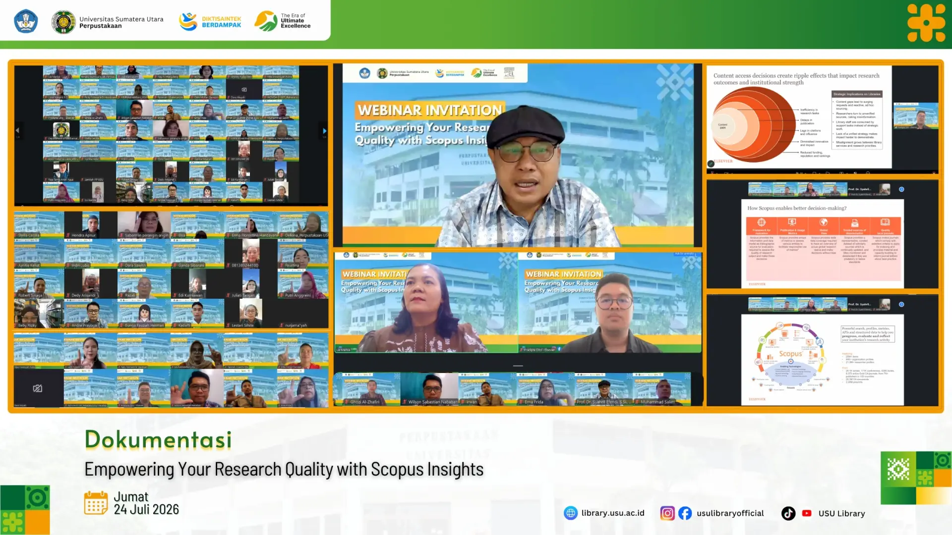 Tingkatkan Kualitas Penelitian dan Publikasi Ilmiah, Perpustakaan USU Selenggarakan Webinar "Empowering Your Research Quality with Scopus Insights"